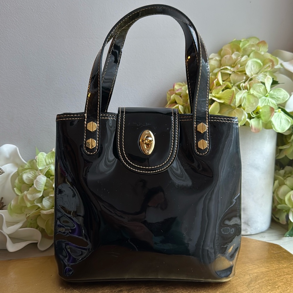 RARE! Eric Javitz Mini Tote in Black Patent Leather
